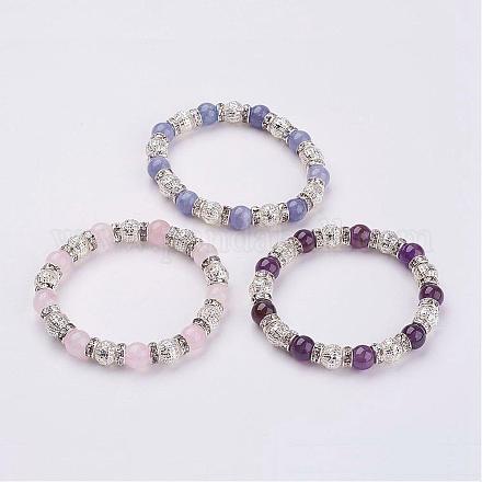 Bracelets extensibles avec perles de pierre précieuse naturelle BJEW-JB02913-1