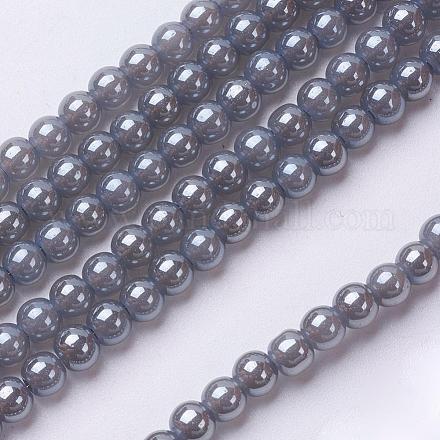 1 Strand Electroplate Glass Beads Strands X-EGLA-J011-4mm-F02-1