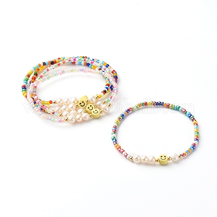 Glass Beads Stretch Bracelets BJEW-JB06414-1