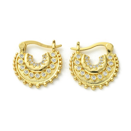 Brass with Cubic Zirconia Hoop Earrings EJEW-K256-05G-1