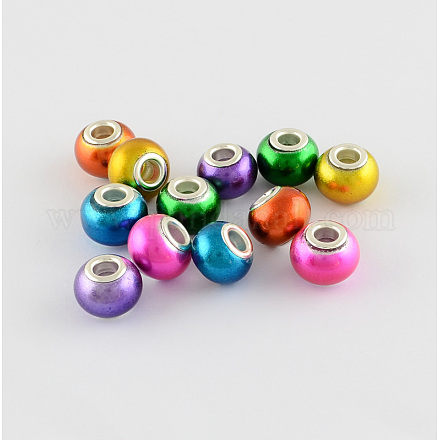 Spray Painted Bright Glass European Beads GPDL-R007-M9-1