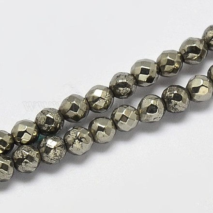 Chapelets de perles rondes en pyrite naturelle G-F197-09-2mm-1