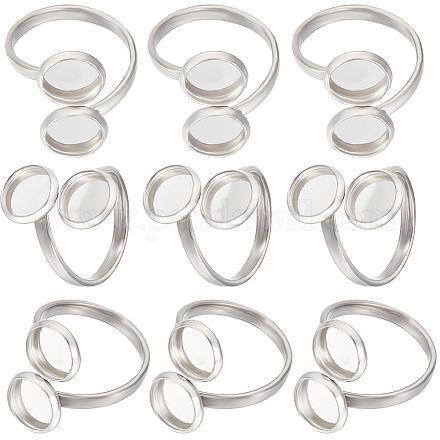 Beebeecraft 16 pièces 201 accessoires d'anneaux de manchette ouverts en acier inoxydable RJEW-BBC0001-15-1