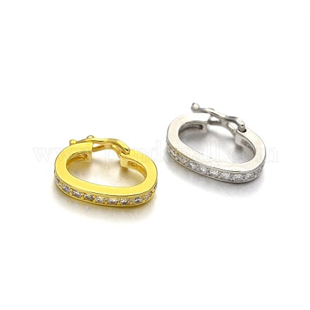 Rack Plating Brass Micro Pave Cubic Zirconia Twister Clasps ZIRC-I012-15-RS-1