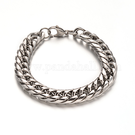 304 Stainless Steel Curb Chain Bracelets BJEW-M167-04P-1