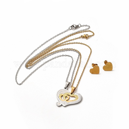 Colliers pendentifs et boucles d'oreilles assortis SJEW-E045-08GP-1