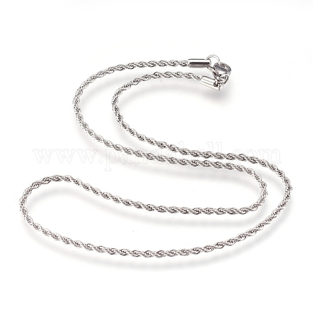 Colliers avec chaînes de corde en 304 acier inoxydable NJEW-G313-14P-1
