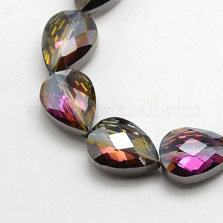 Electroplate Crystal Glass Teardrop Beads Strands EGLA-F066D-01-1