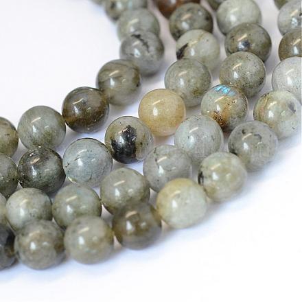 Chapelets de perles rondes en labradorite naturelle G-E334-6mm-19-1