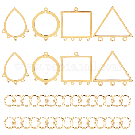 UNICRAFTALE Teardrop/Triangle/Ring/Rectangle Chandelier Component Links 8pcs Stainless Steel Links with 50pcs Jump Rings Golden Metal Connectors for Jewelry Making STAS-UN0030-09-1