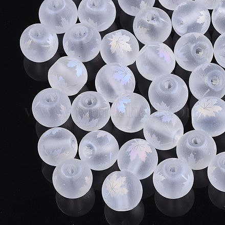 Tema de otoño electrochapa perlas de vidrio transparente X-EGLA-S178-01I-1