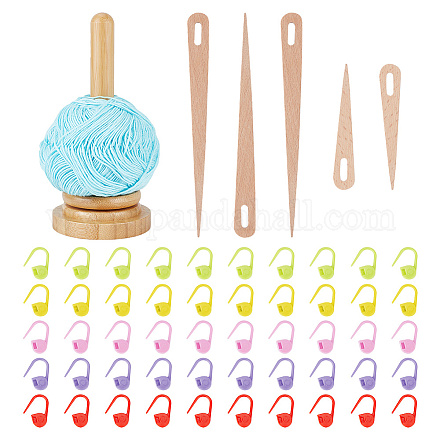 Nbeads 1 jeu d'aiguilles à tricoter en bois à gros chas DIY-NB0009-58-1