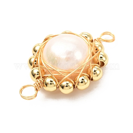 Natural Cultured Freshwater Pearl Links Connectors PALLOY-JF01046-1