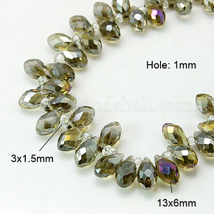 Electroplate Glass Faceted Teardrop Beads Strands EGLA-D014-17-1
