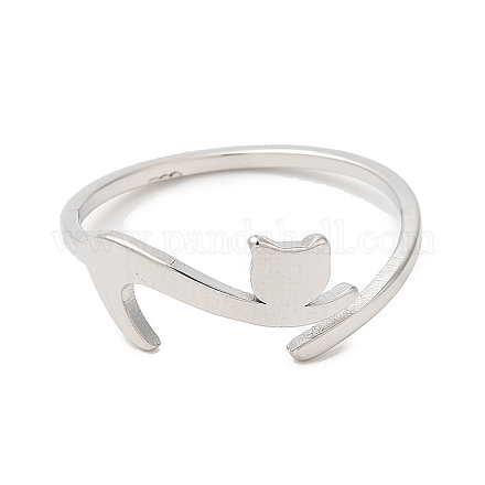 304 anillo ajustable de gato de acero inoxidable para mujer. RJEW-M149-34P-1