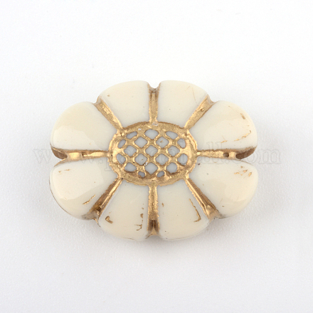 Flower Plating Acrylic Beads PACR-Q102-09A-1