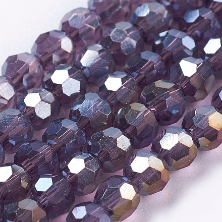 Brins de perles de verre rondes à facettes (32 facettes) X-EGLA-D021-73-1