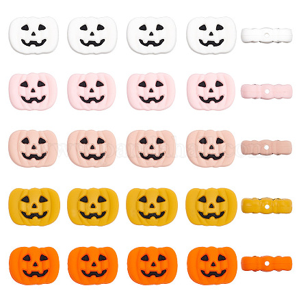 Arricraft 20 pz 5 colori zucca jack-o'-lantern halloween perline di silicone ecologico per uso alimentare SIL-AR0001-10-1