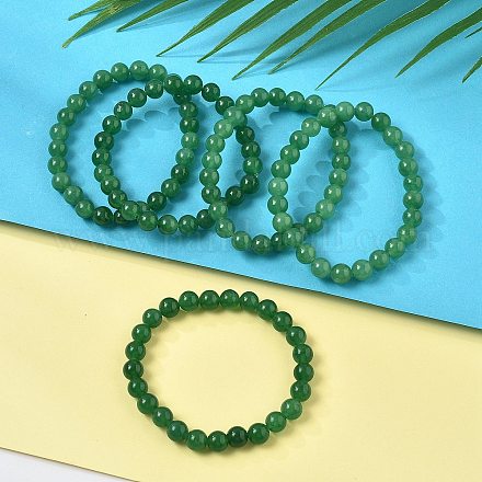 Braccialetti elastici di perline di giada naturale della Malesia (tinti). BJEW-K212-B-013-1
