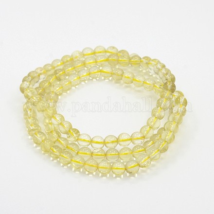 108 perles mala bijoux bouddhiste quartz naturel de citron ronde perles colliers de prière élastiques NJEW-E017-03-1