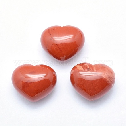 Piedra de palma de corazón de jaspe rojo natural DJEW-F005-06F-1