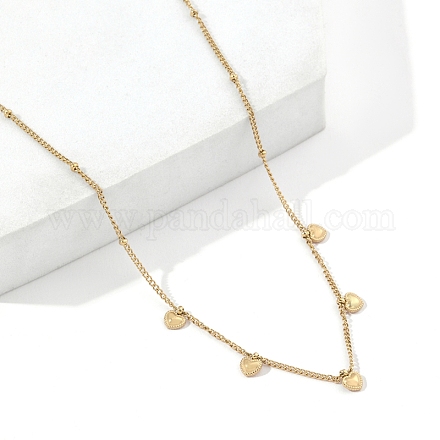 201 ожерелье-нагрудник с подвесками в форме сердца из нержавеющей стали для женщин NJEW-D055-02G-1