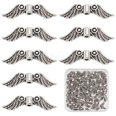 SUNNYCLUE 1Box 100Pcs Christmas Charms Alloy Angel Wings Beads Bulk Tibetan Style Wing Beads for jewellery Making Charms Fairy Angel Wing Spacer Loose Beads Bracelets Earrings Supplies Antique Silver TIBEB-SC0001-16-1