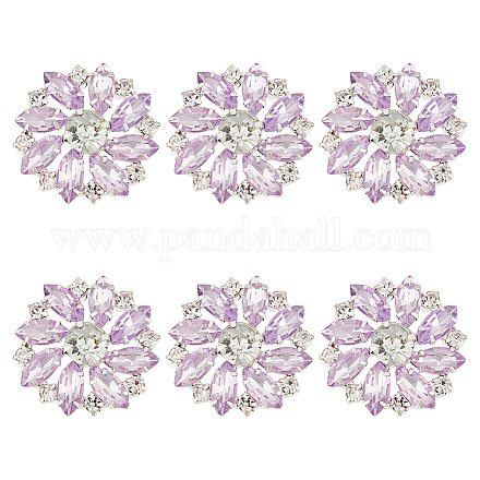 FINGERINSPIRE 6 PCS Shiny Flower Rhinestone Buttons 1 inch Brass Rhinestone Shank Buttons Plum Crystal Embellishments Sew On Buttons with 1-Hole Jewelry Decorations for Crafts Wedding Party Clothes BUTT-FG0001-15B-1
