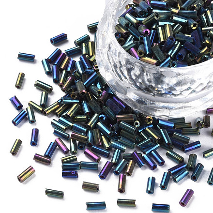 Perles de clairon en verre de couleurs métalliques SEED-N005-001-D02-1