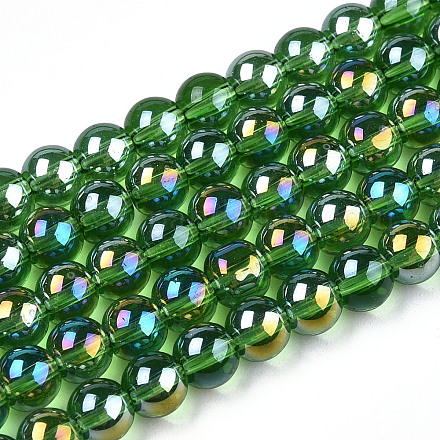 Electroplate Transparent Glass Beads Strands GLAA-T032-T4mm-AB07-1