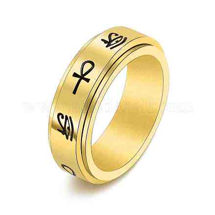Вращающееся кольцо из титановой стали с перекрестным узором глаз Гора и анкха MATO-PW0001-058D-02-1