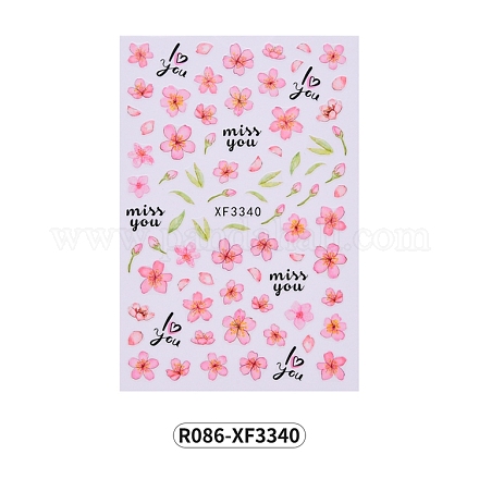 ネイルステッカーデカール  女性のためのネイルチップ装飾  花柄  ピンク  95x65mm MRMJ-R086-XF3340-1