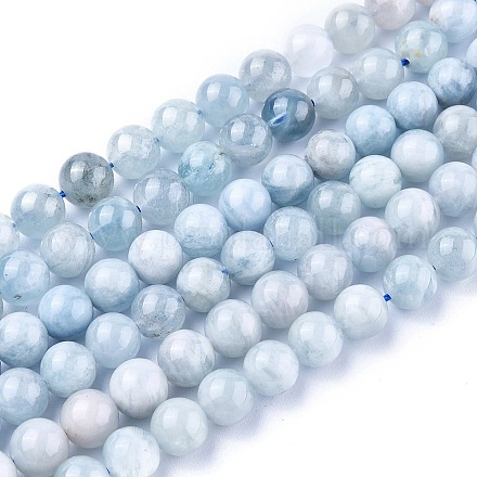Chapelets de perles en aigue-marine naturelle G-F459-37B-1