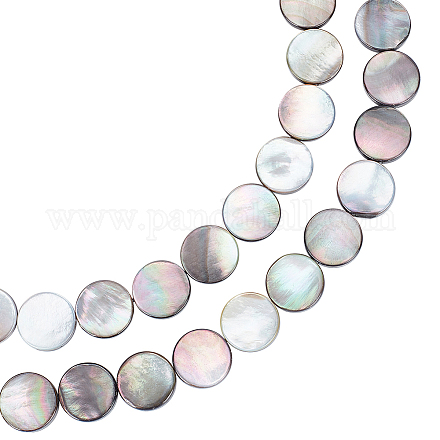 Benecreat 1 rang de perles de coquillage à lèvres noires naturelles SHEL-BC0001-026-1