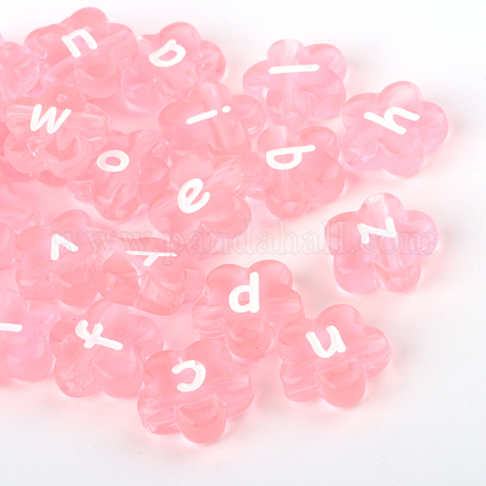 Perles de lettre de trou horizontal de fleur acrylique transparente TACR-Q101-02D-1