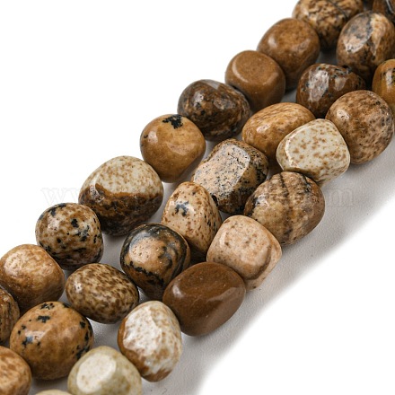 Chapelets de perle en jaspe avec images naturelles G-F465-56-1
