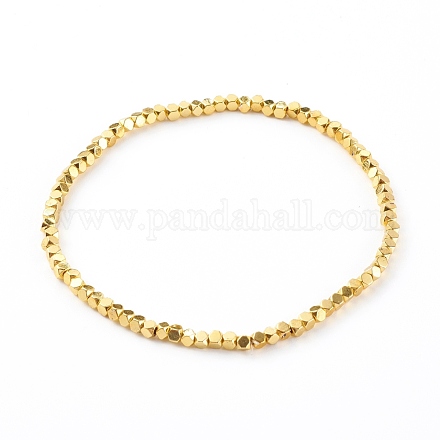 Bracelets élastiques de perles d'hématite synthétiques non magnétiques BJEW-JB06084-1