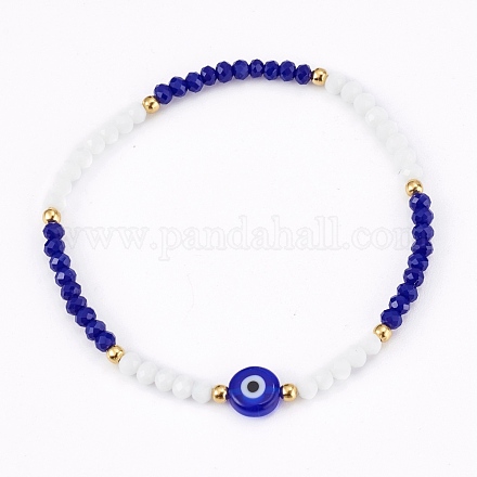 Verre à facettes perles bracelets extensibles BJEW-JB05984-02-1