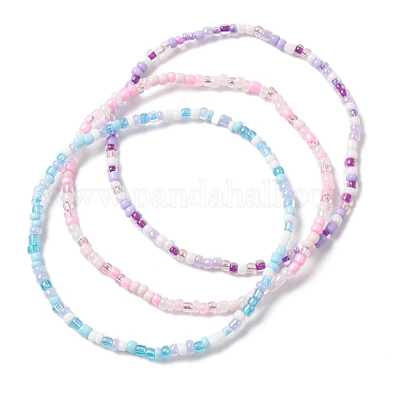3 pièces 3 styles de bracelets de cheville en perles de verre AJEW-AN00541-1