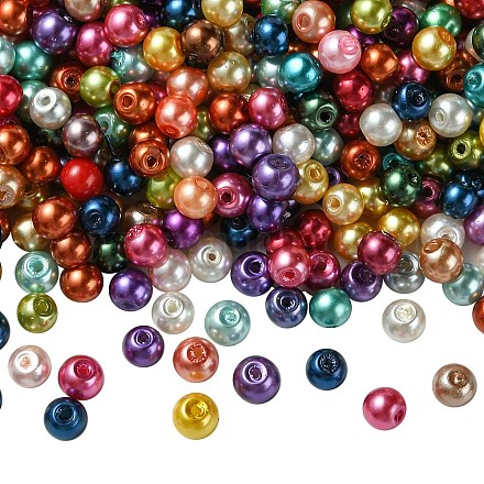 Chapelets de perles rondes en verre peint X-HY-Q004-4mm-M-1