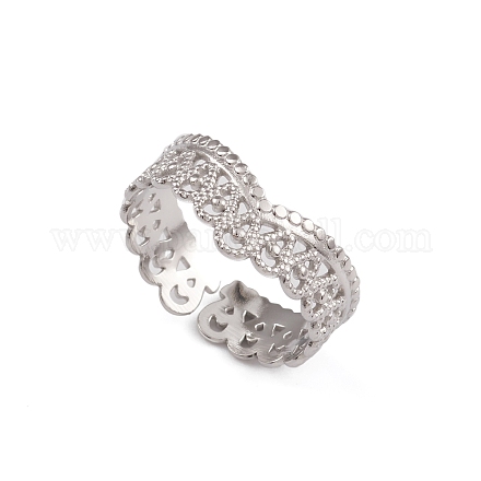 304 anillo de puño abierto de corona de acero inoxidable para mujer RJEW-G285-04P-1