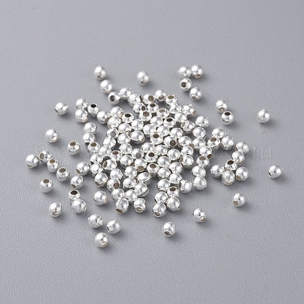 Perles d'espacement rondes en fer plaqué argent X-E004-S-1