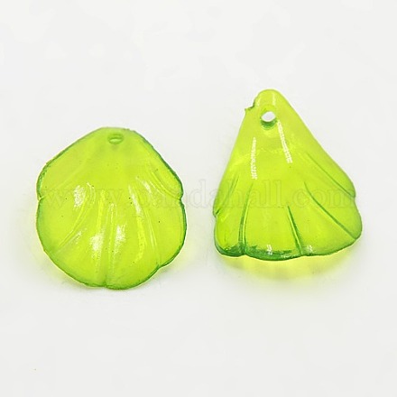 Lime Green Transparent Acrylic Leaf Pendants for Chunky Necklace Jewelry X-TACR-80072-1