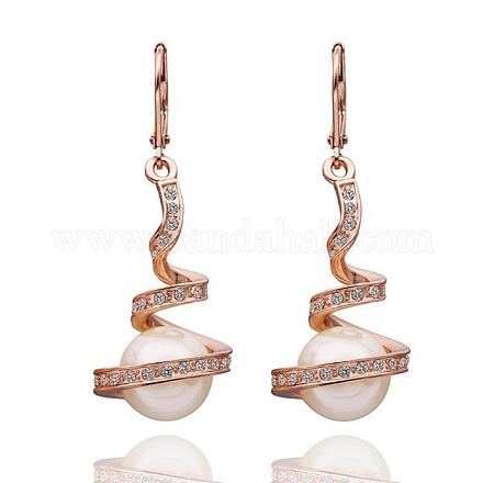 Helix & Ball Tin Alloy Czech Rhinestone Dangle Earrings For Women EJEW-BB12138-B-1