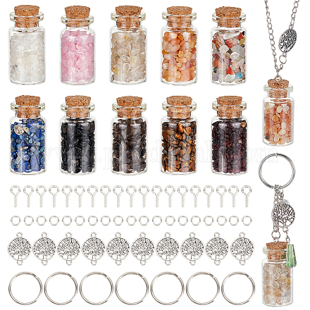 Pandahall elite diy kit de fabrication de pendentif bouteille de vœu en pierre naturelle mélangée FIND-PH0004-89-1