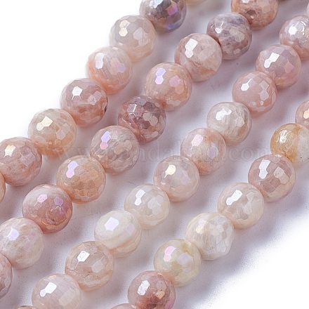 Galvaniser des perles de pierre de soleil naturelles G-F627-03-C01-1