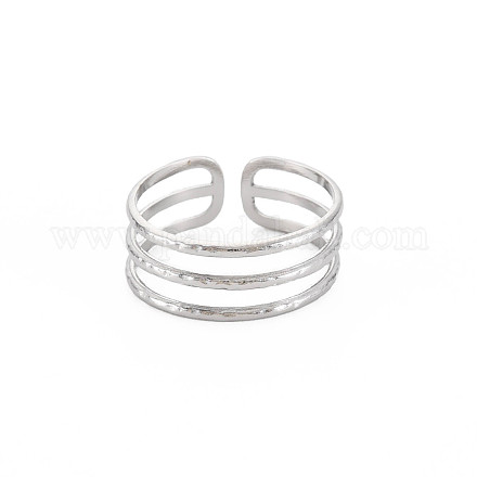 304 anello per polsino aperto da donna a tripla linea in acciaio inossidabile RJEW-S405-232P-1