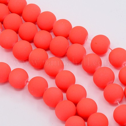 Rubber Style Neon Glass Round Bead Strands X-DGLA-R024-12mm-5-1