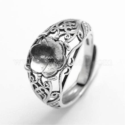 Adjustable Thai Sterling Silver Ring Components STER-F025-33AS-1
