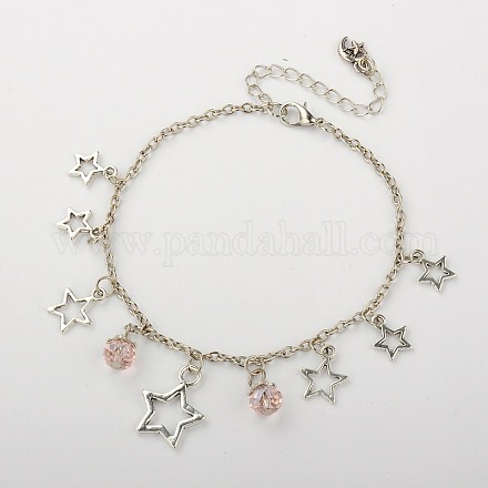 Tibetan Style Alloy Star Charm Anklets AJEW-AN00012-04-1